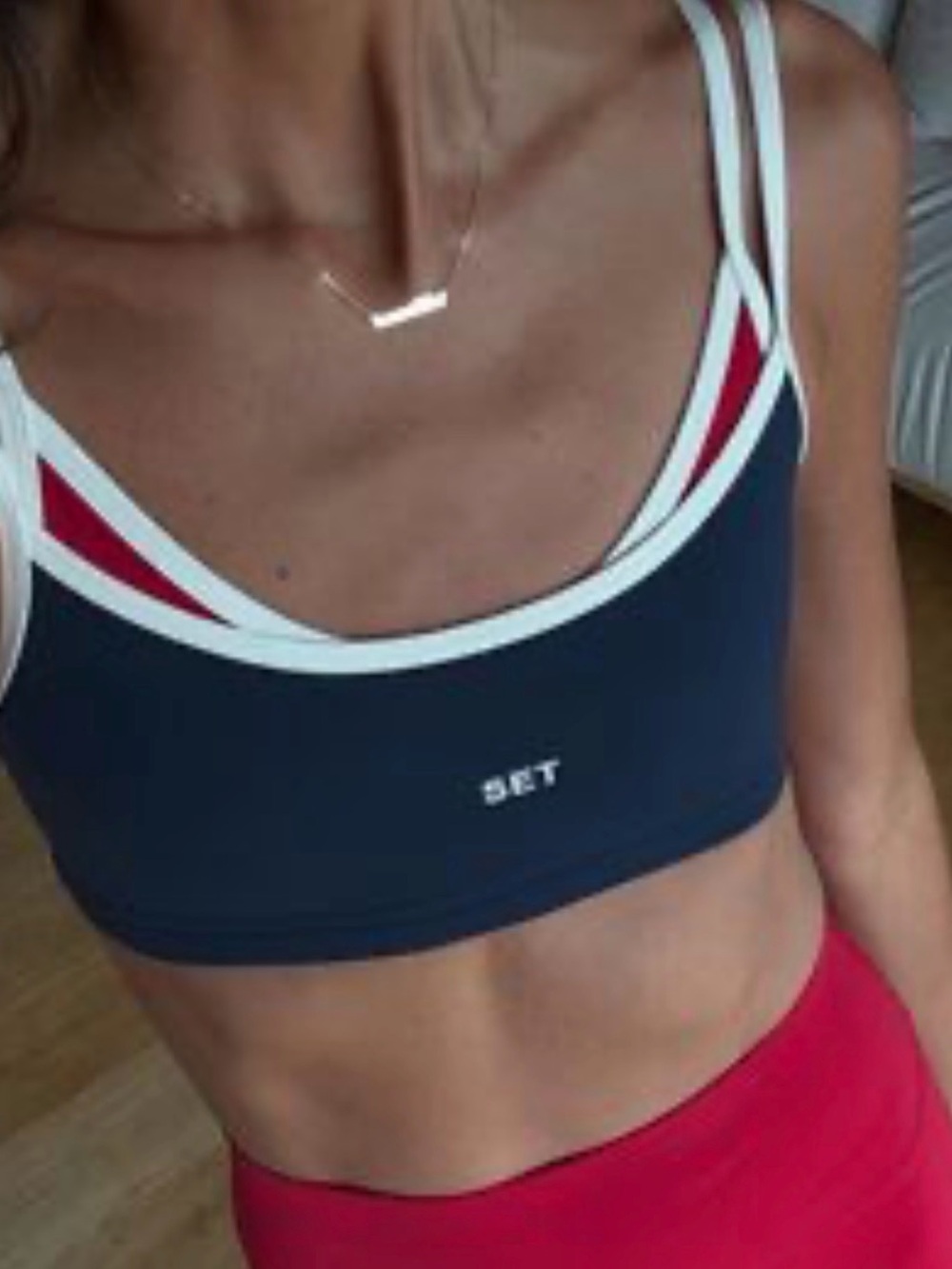 ISO Set active Navy & Red layred Sports Bra